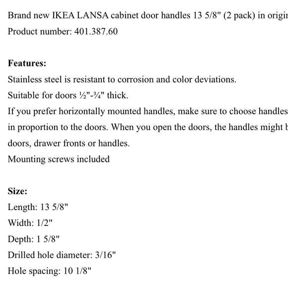 8 Lansa Stainless steel handles great for cabinets or dresser drawers - Picture 3 of 4